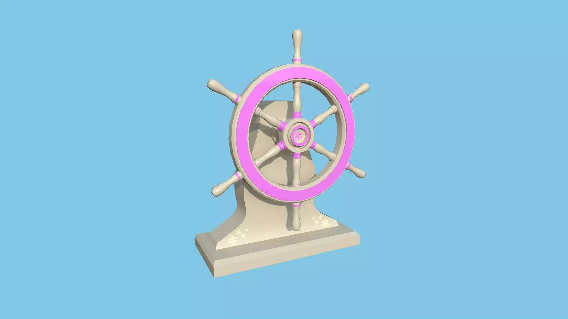 Pirate Ship Wheel 06 - Pink Girl - Helm Interior Parts Low-poly 3D model_0