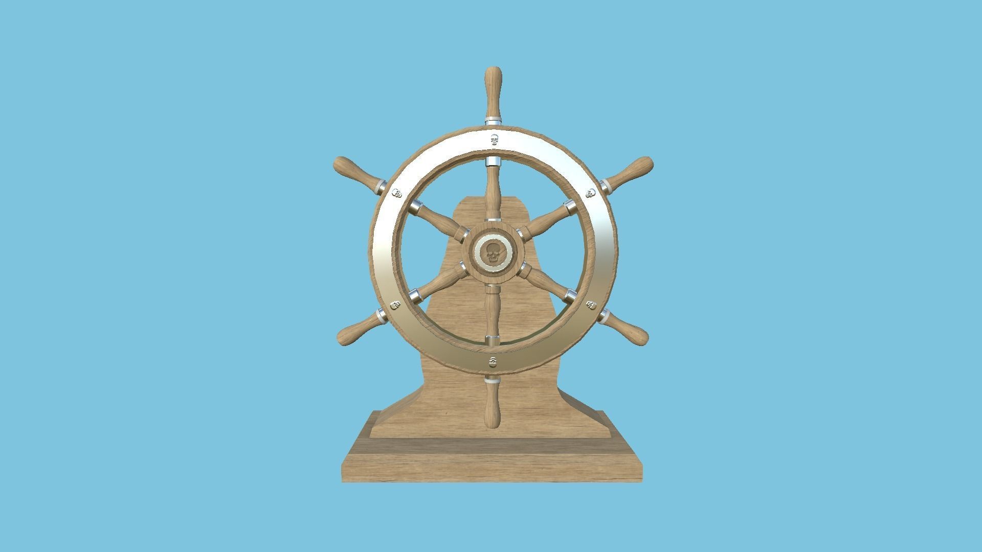 Pirate Ship Wheel 07 - Clear Wood - Helm Interior Parts Low-poly 3D model_1