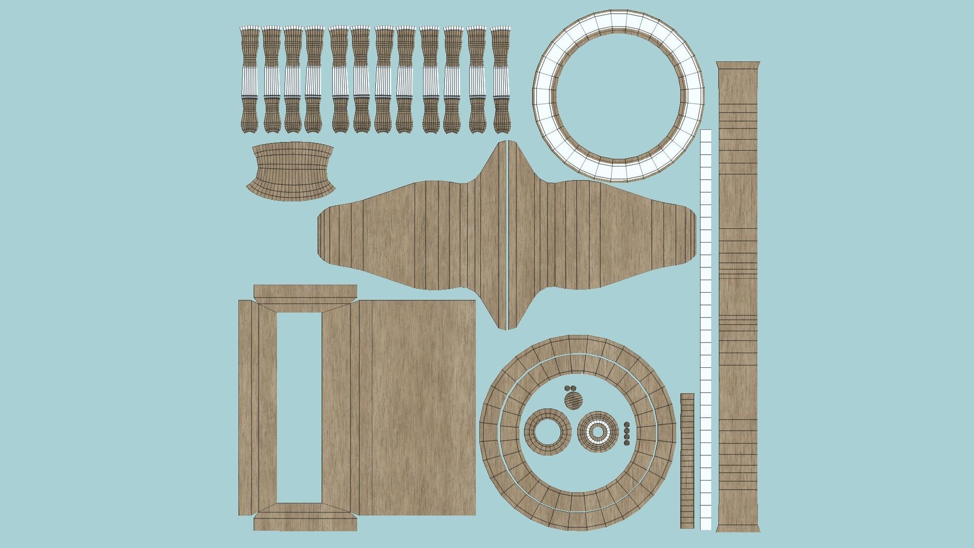 Pirate Ship Wheel 07 - Clear Wood - Helm Interior Parts Low-poly 3D model_6