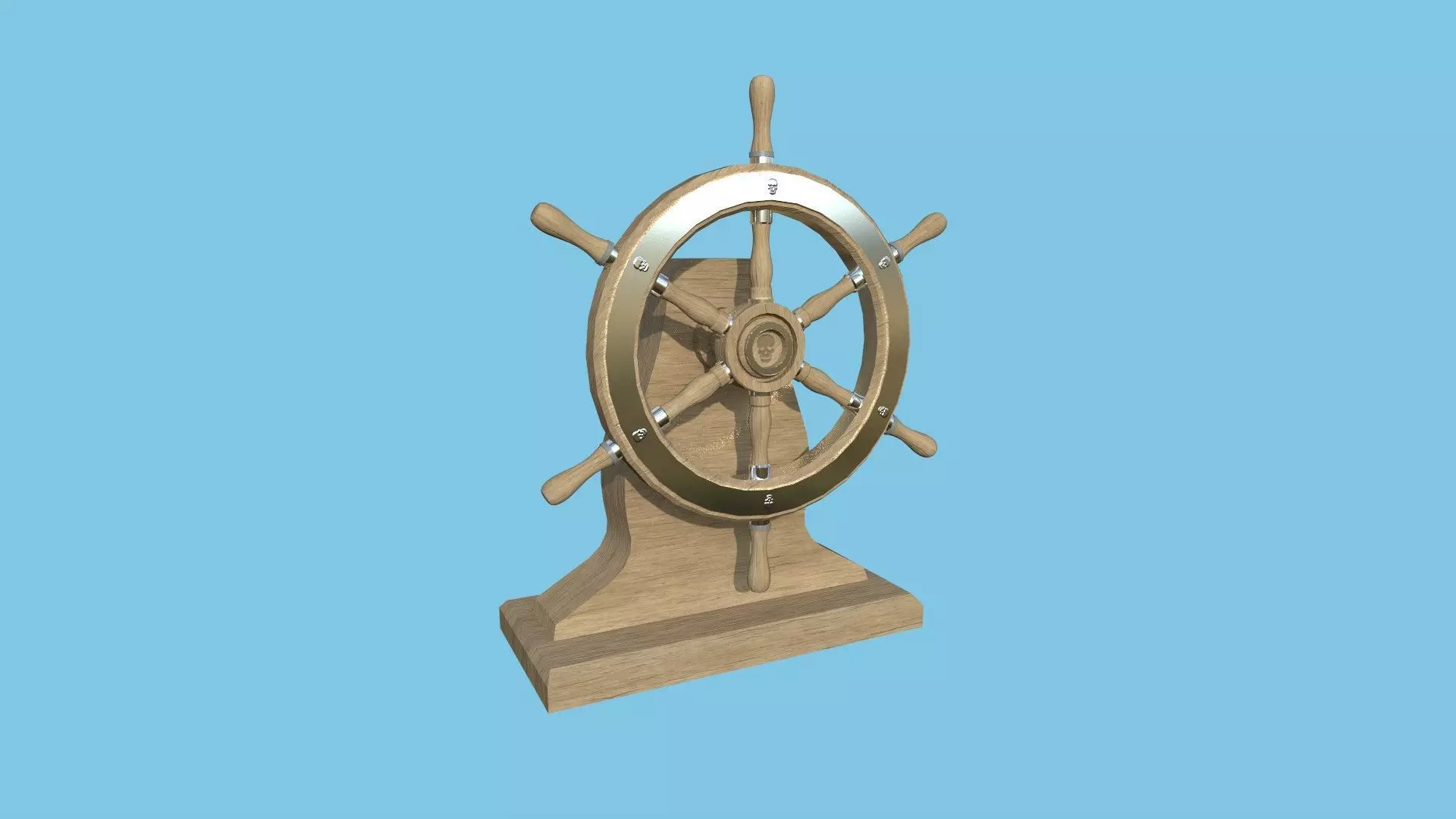 Pirate Ship Wheel 07 - Clear Wood - Helm Interior Parts Low-poly 3D model_0