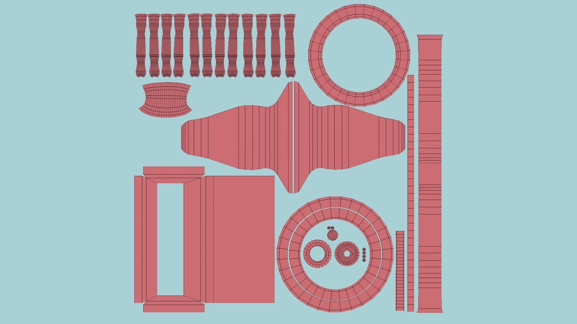 Pirate Ship Wheel 07 - Clear Wood - Helm Interior Parts Low-poly 3D model_9