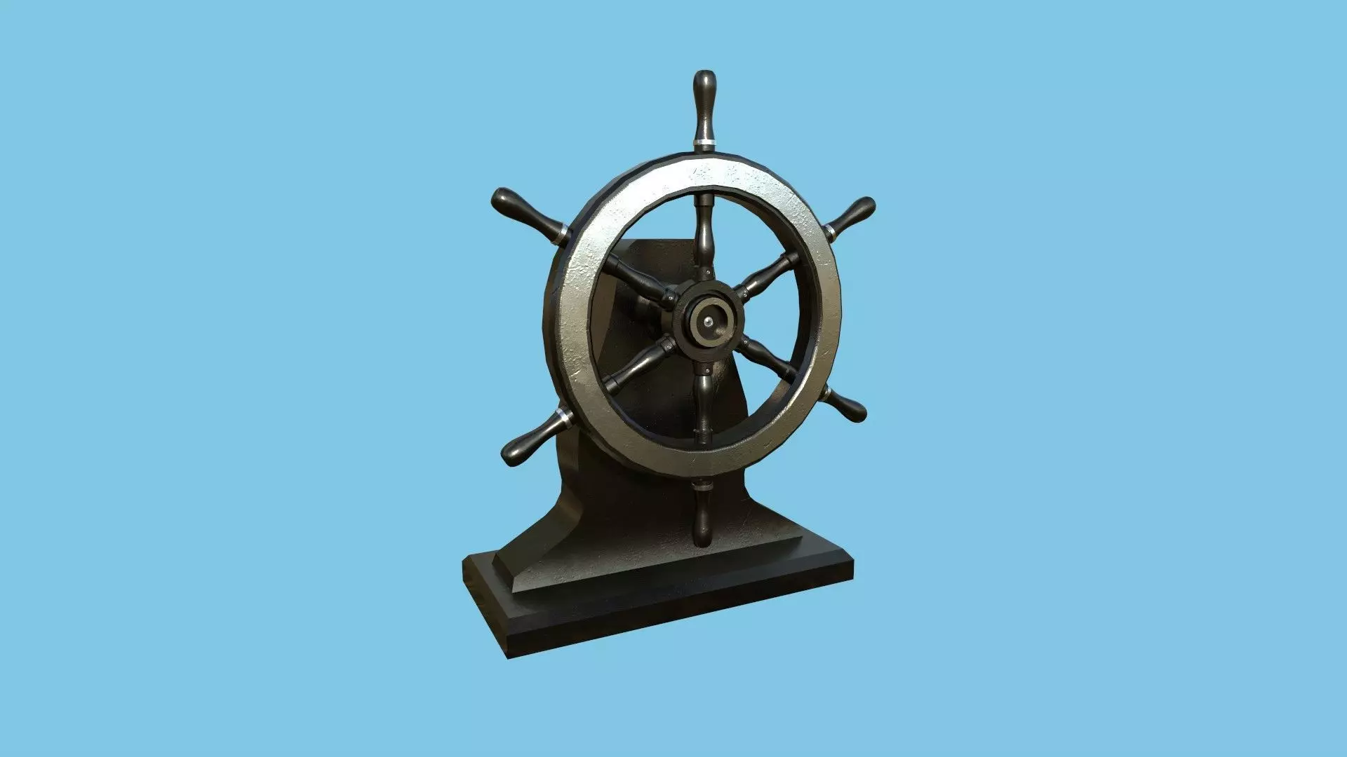 Pirate Ship Wheel 08 - Black Metal - Helm Interior Parts Low-poly 3D model_0