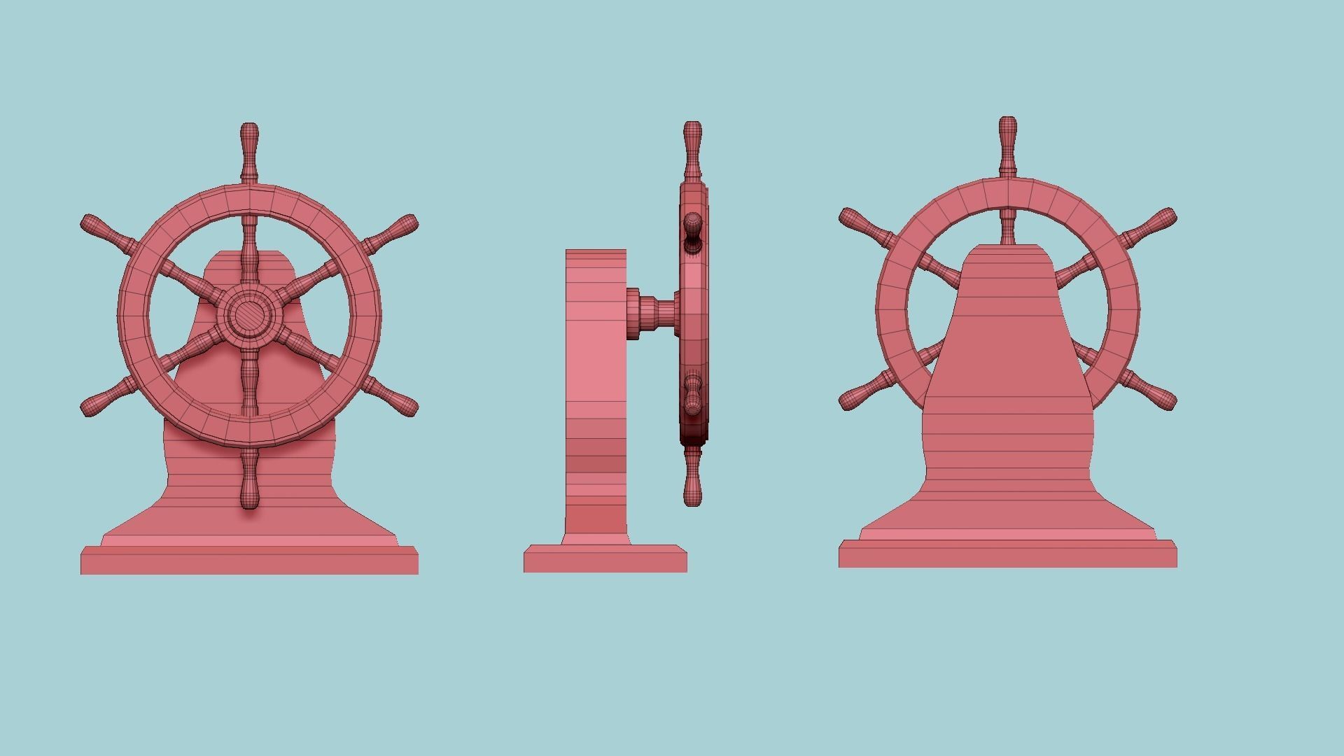 Pirate Ship Wheel 08 - Black Metal - Helm Interior Parts Low-poly 3D model_7