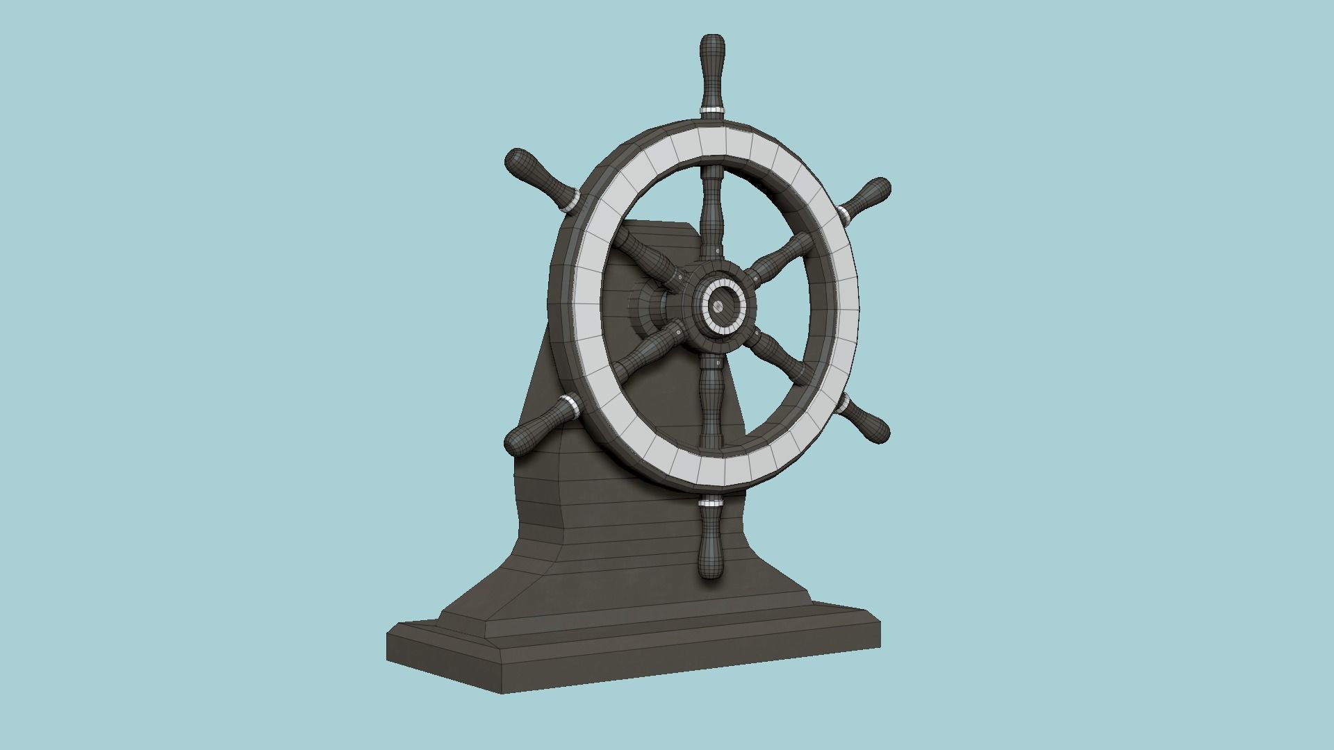 Pirate Ship Wheel 08 - Black Metal - Helm Interior Parts Low-poly 3D model_5