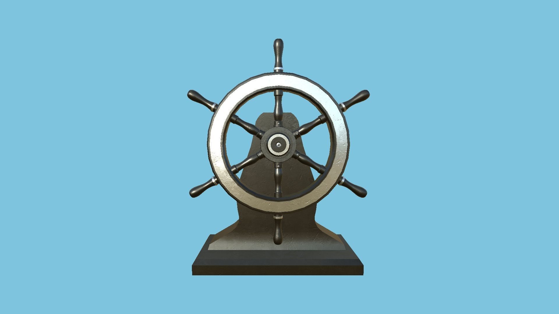 Pirate Ship Wheel 08 - Black Metal - Helm Interior Parts Low-poly 3D model_1