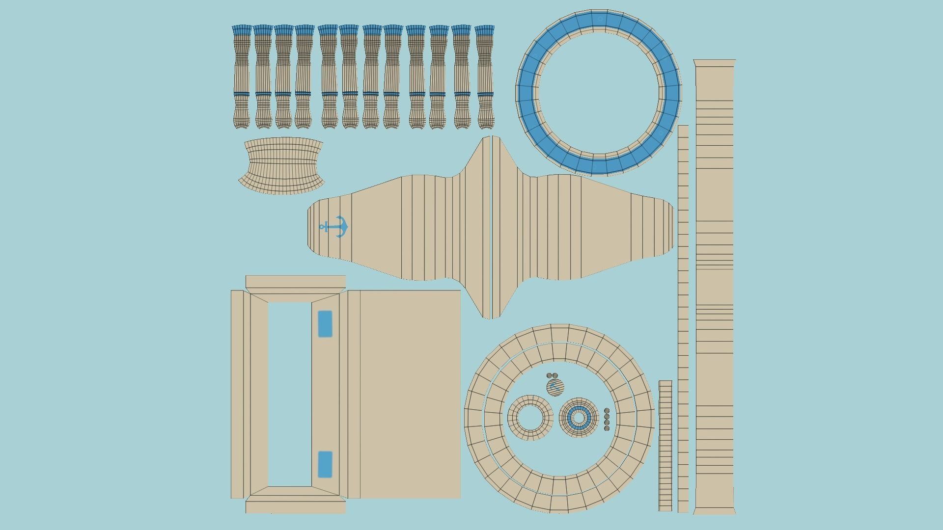 08 Pirate Ship Wheel Collection - Helm Interior Parts _56