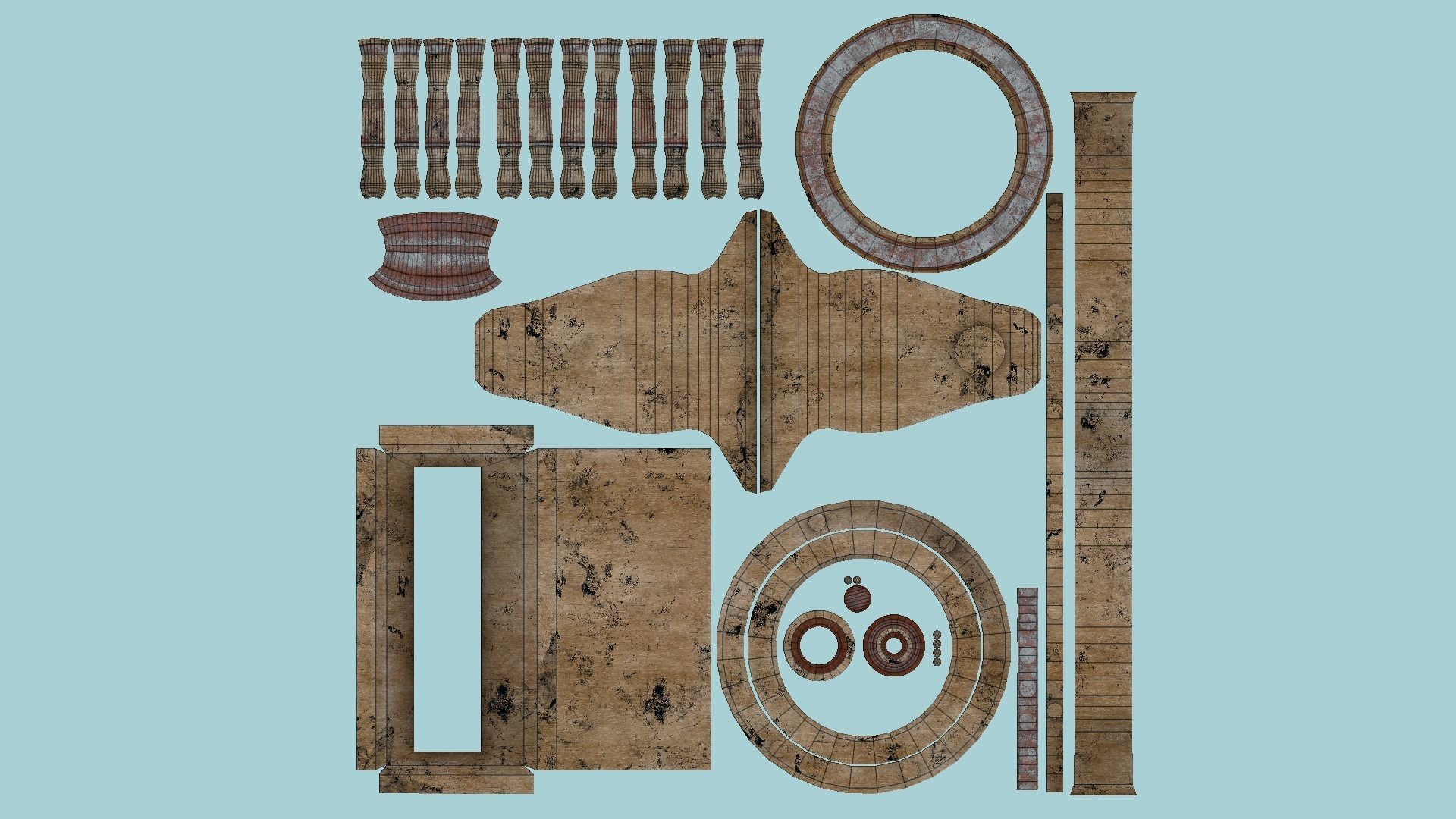 08 Pirate Ship Wheel Collection - Helm Interior Parts _51