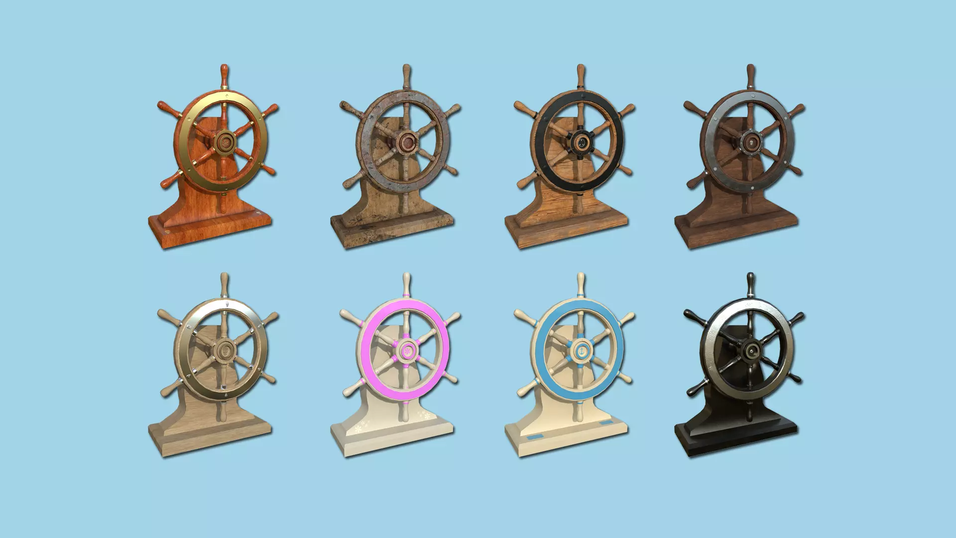08 Pirate Ship Wheel Collection - Helm Interior Parts _0