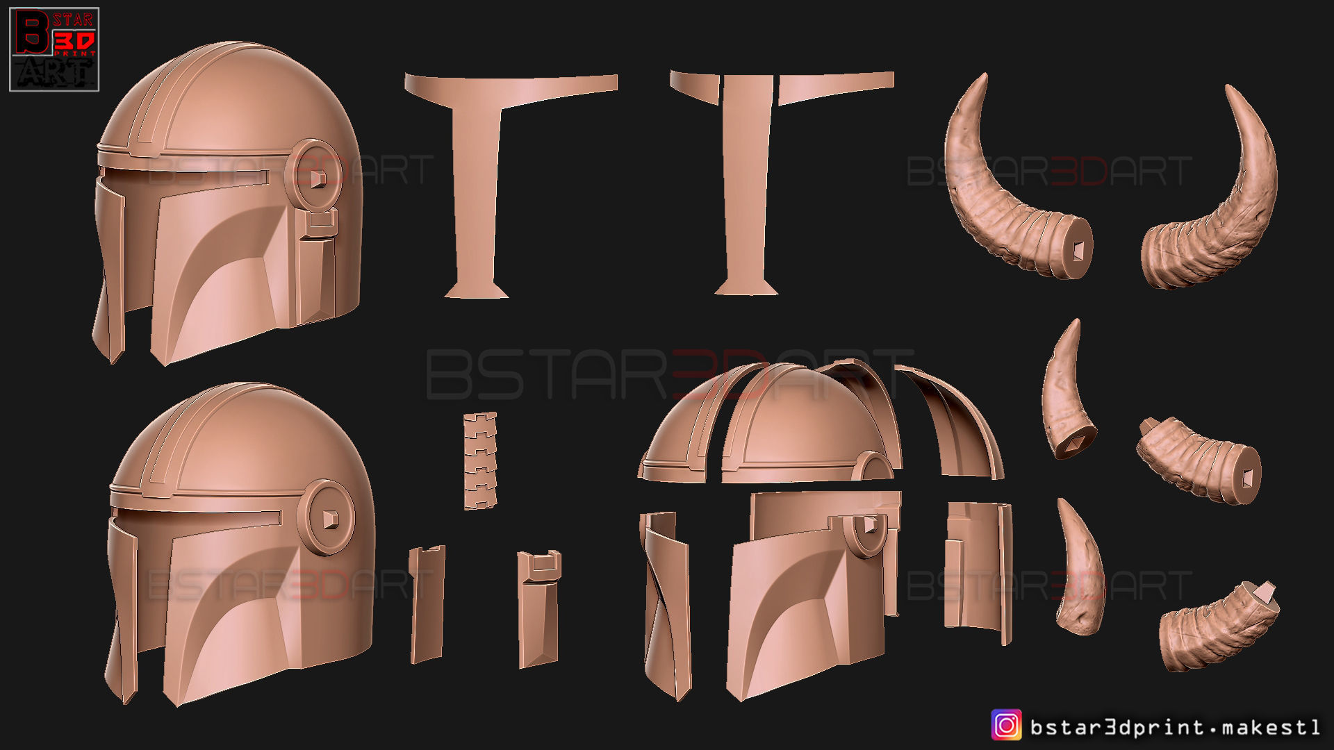 Viking Mandalorian Helmet - Buffalo Horns - High Quality Model 3D print model_25