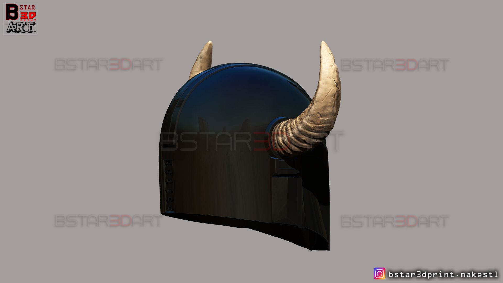 Viking Mandalorian Helmet - Buffalo Horns - High Quality Model 3D print model_9