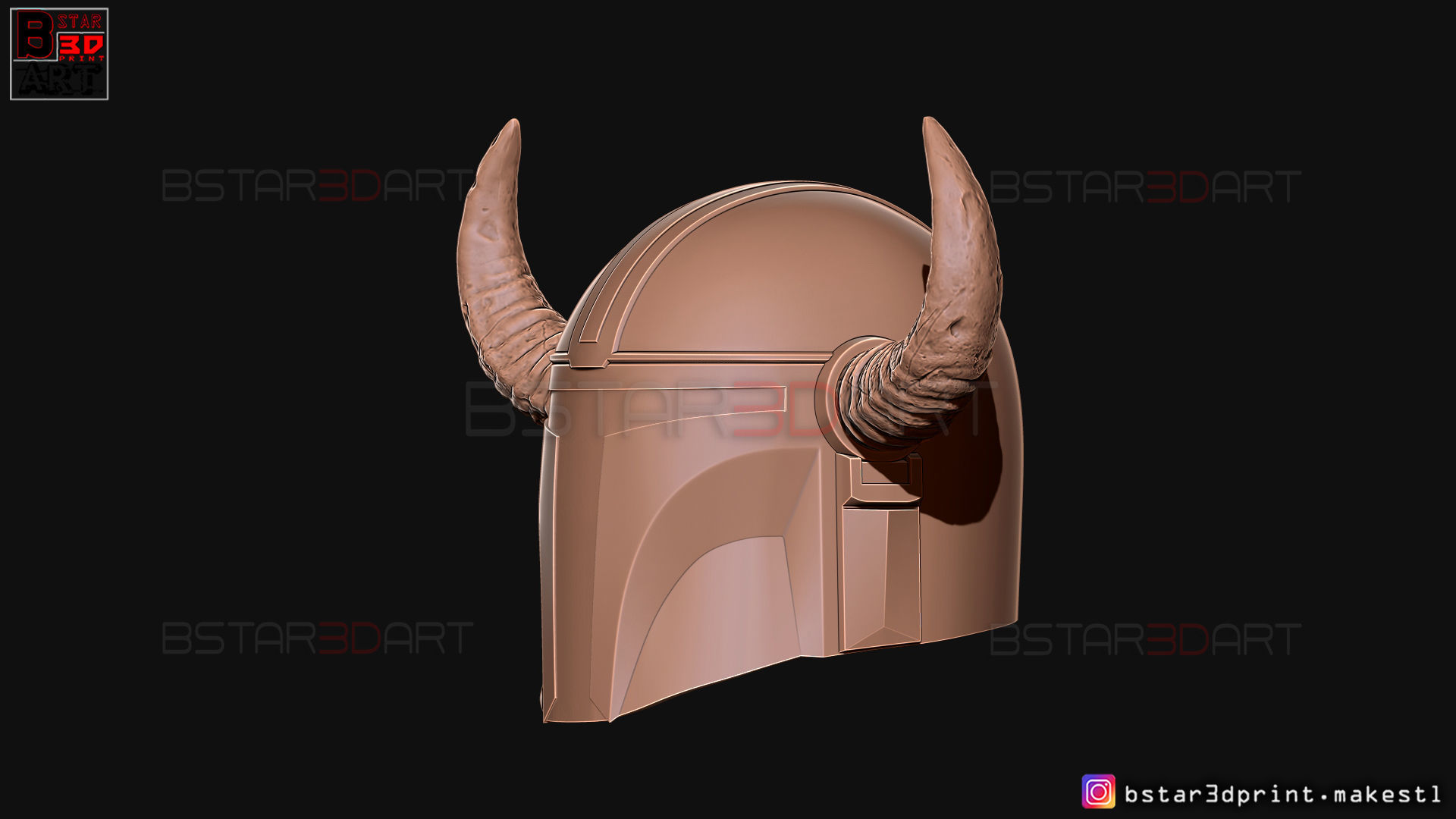 Viking Mandalorian Helmet - Buffalo Horns - High Quality Model 3D print model_13