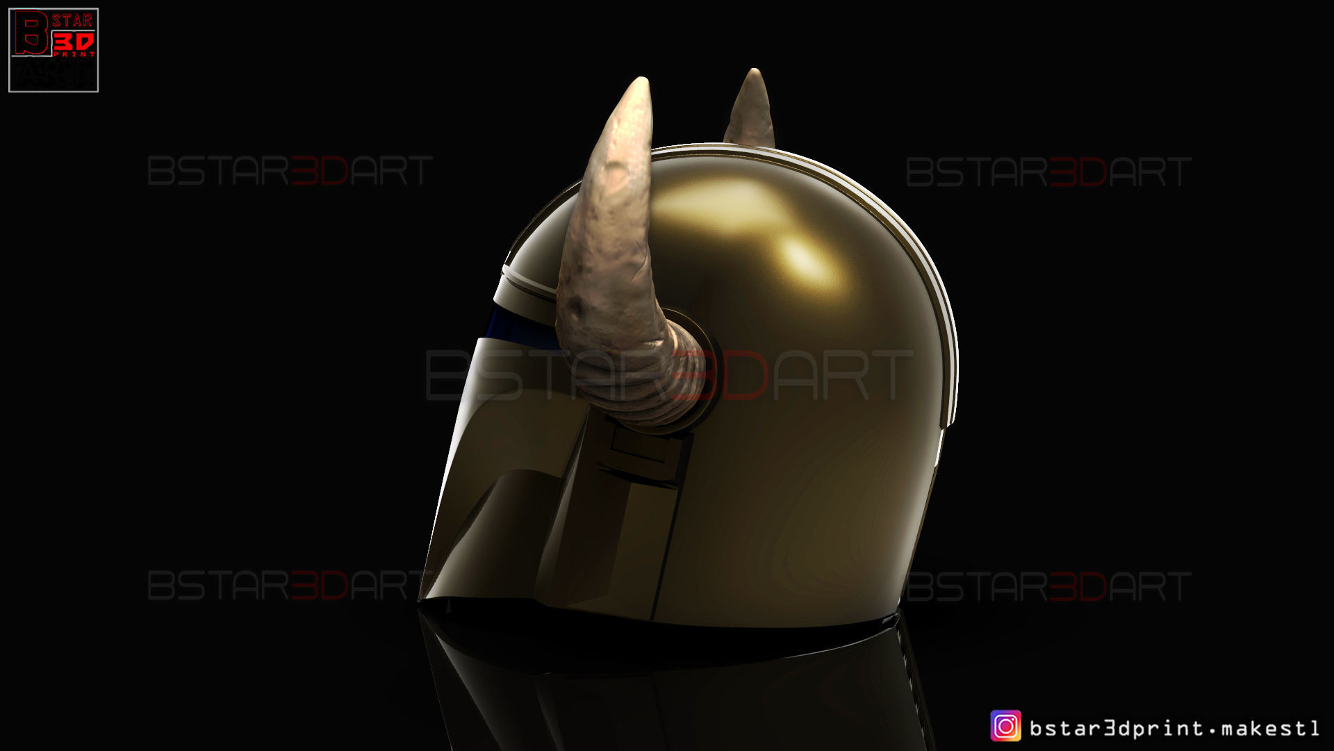 Viking Mandalorian Helmet - Buffalo Horns - High Quality Model 3D print model_3