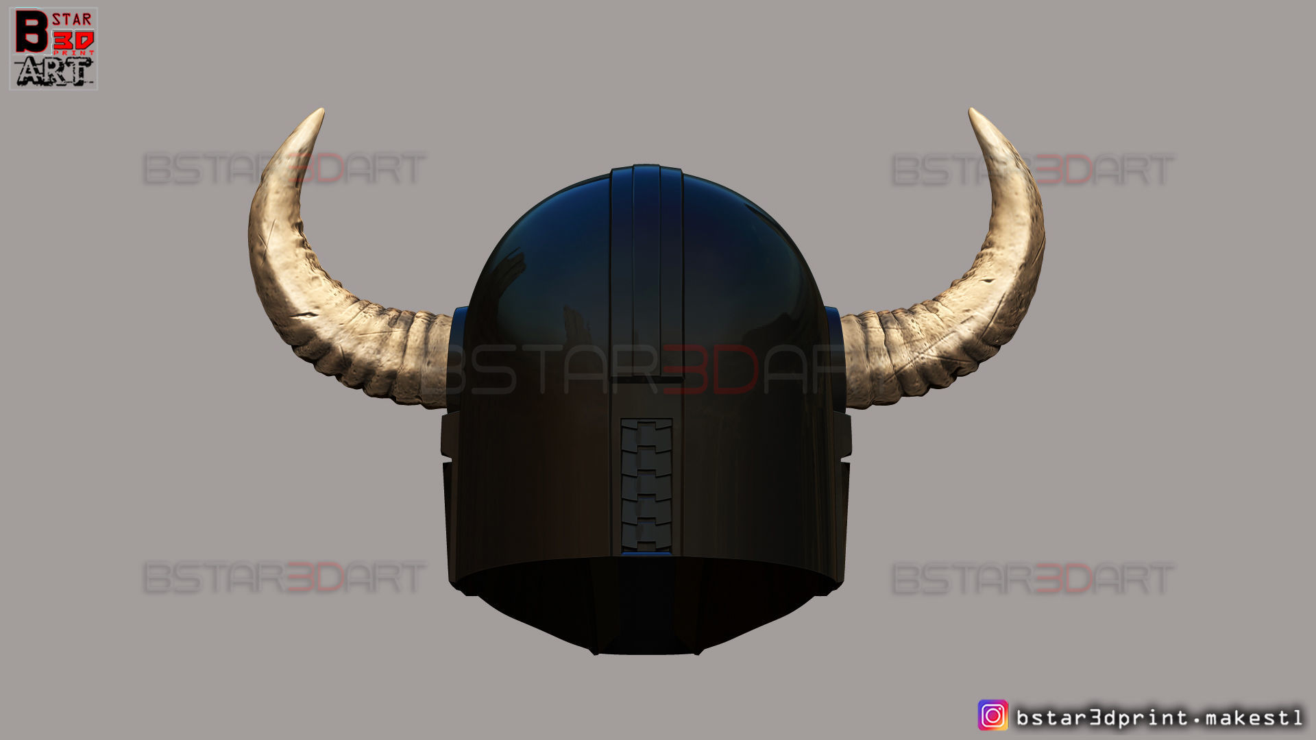 Viking Mandalorian Helmet - Buffalo Horns - High Quality Model 3D print model_8