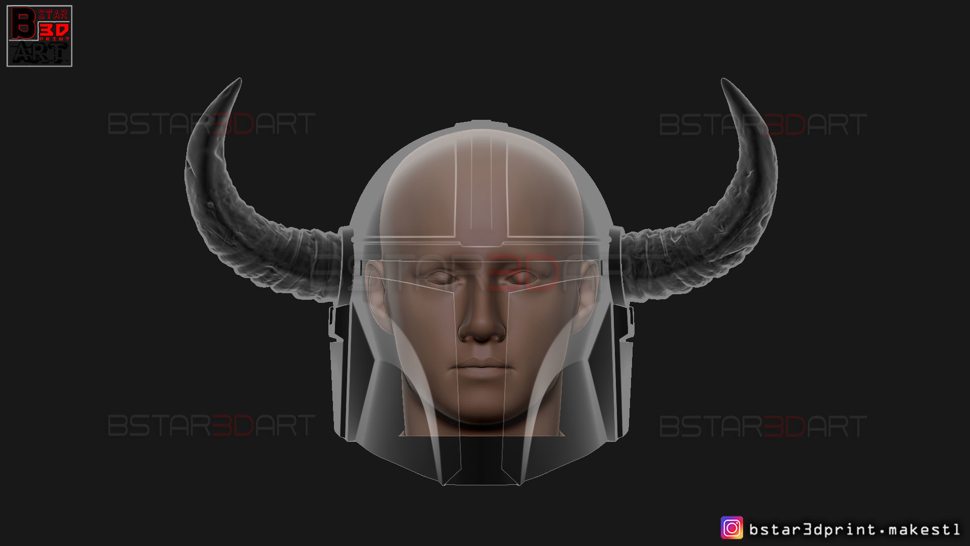 Viking Mandalorian Helmet - Buffalo Horns - High Quality Model 3D print model_22
