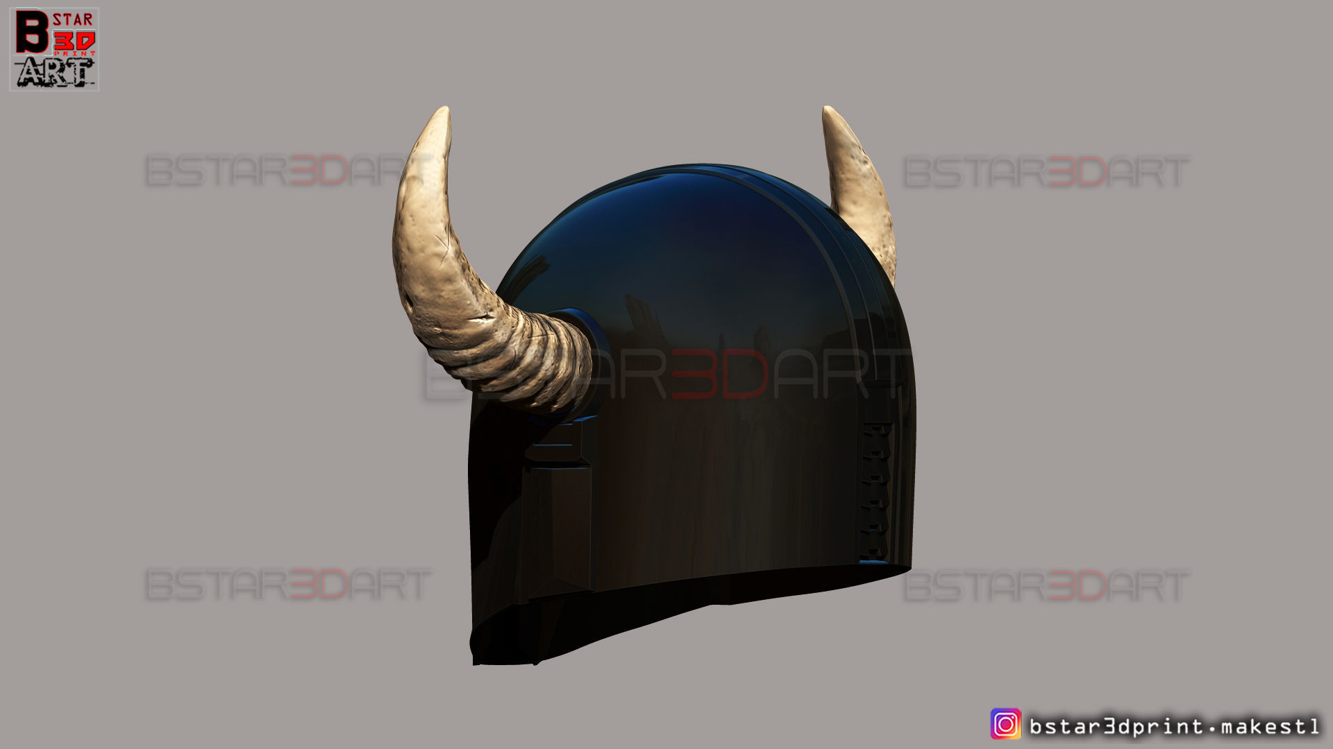 Viking Mandalorian Helmet - Buffalo Horns - High Quality Model 3D print model_7