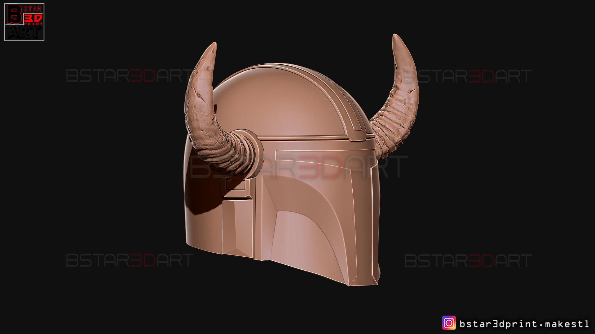 Viking Mandalorian Helmet - Buffalo Horns - High Quality Model 3D print model_19