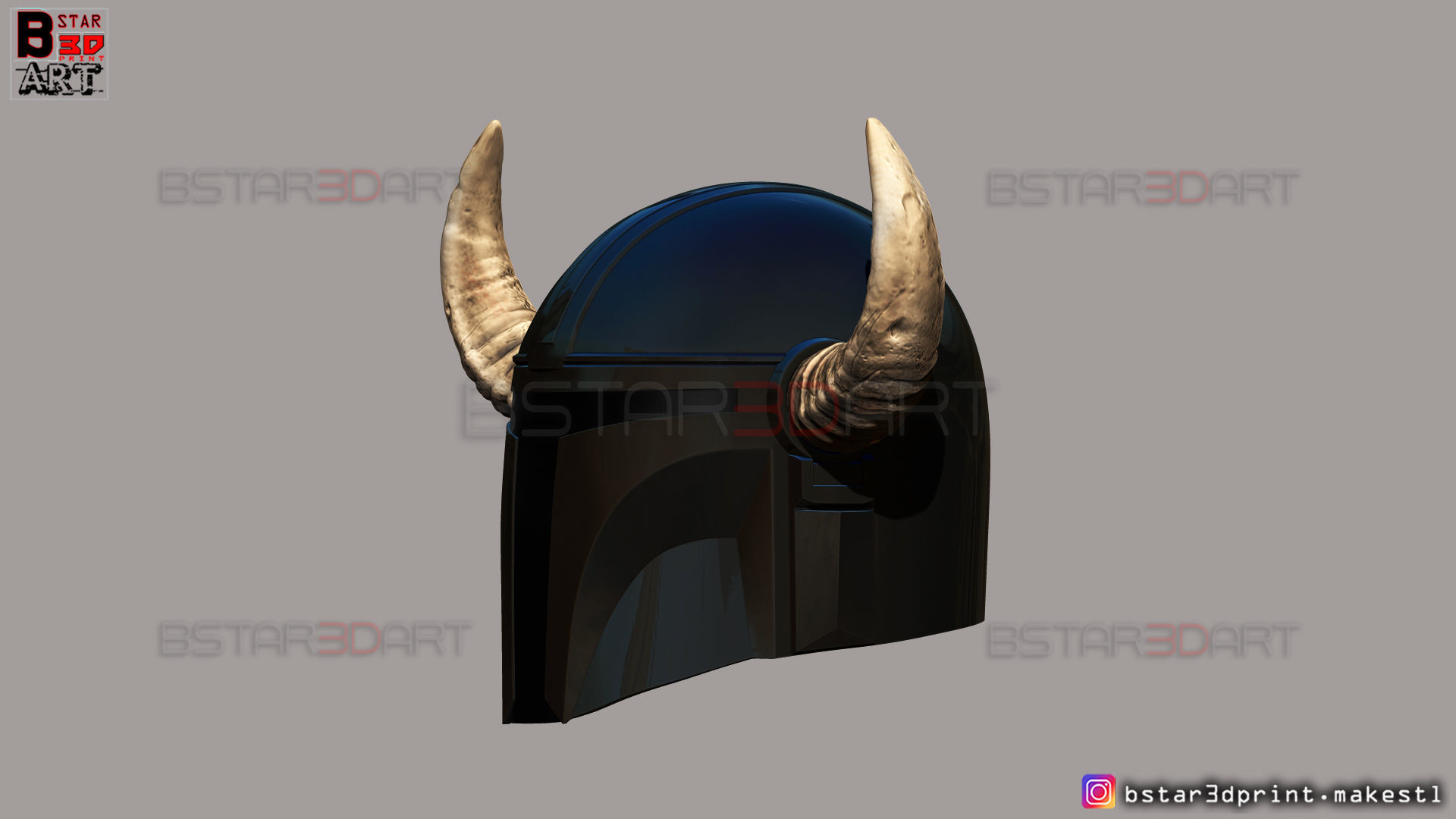 Viking Mandalorian Helmet - Buffalo Horns - High Quality Model 3D print model_5