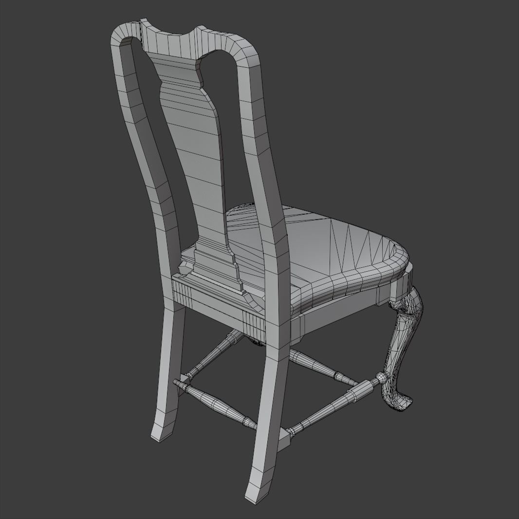 Queen Anne Side Chair Free low-poly 3D model_3