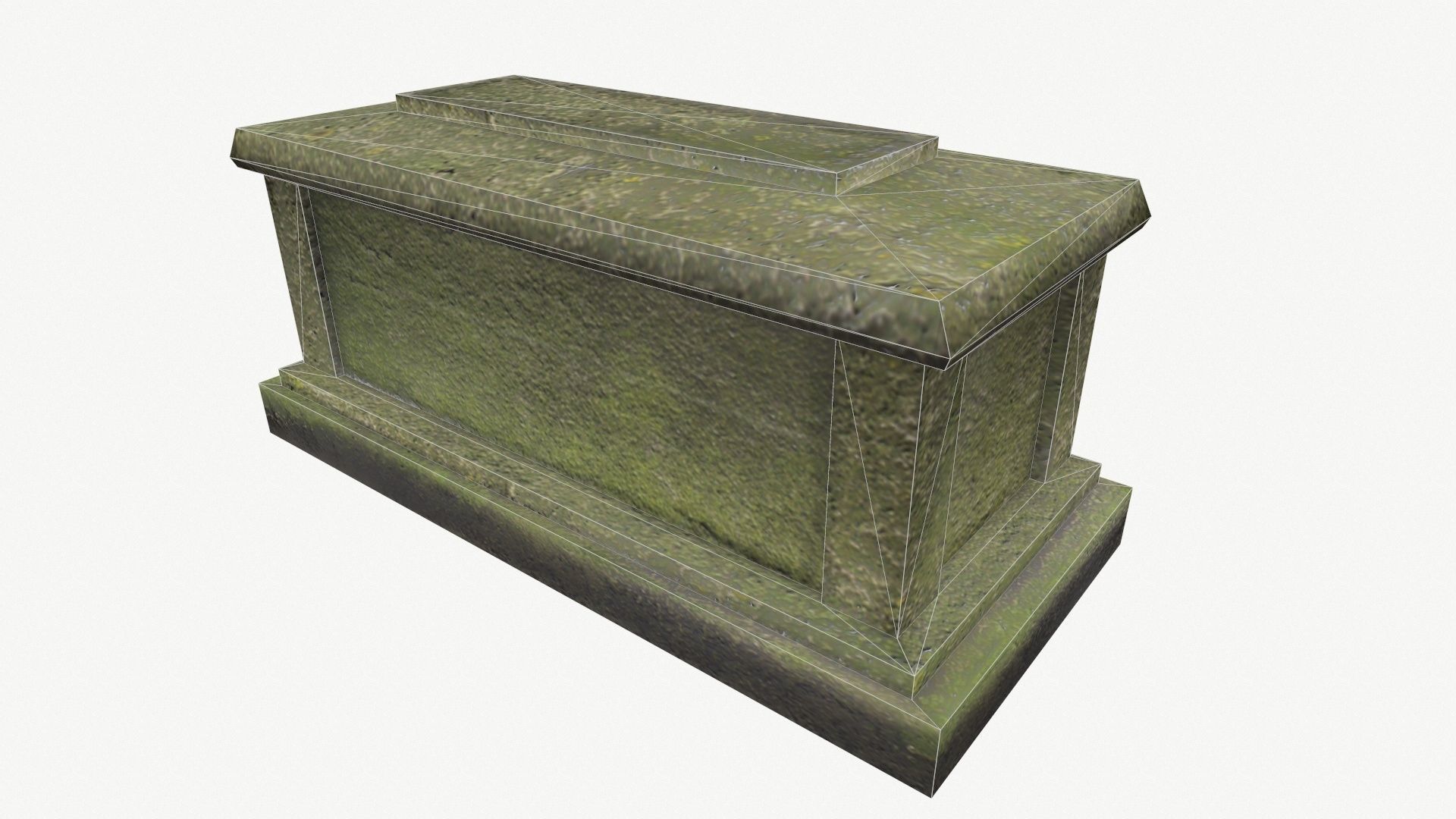 Tombstone mossy Low-poly 3D model_2