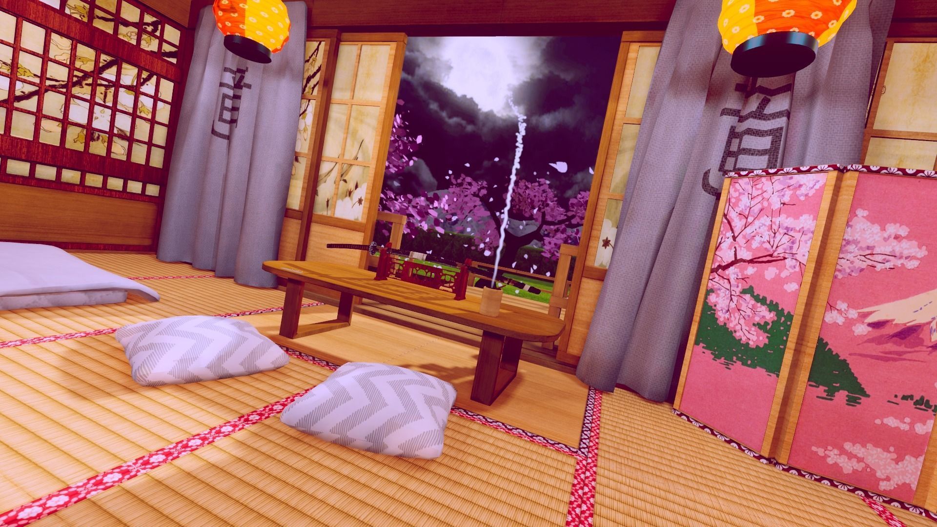 Samurai Sleeping Den Scene Low-poly 3D model_7