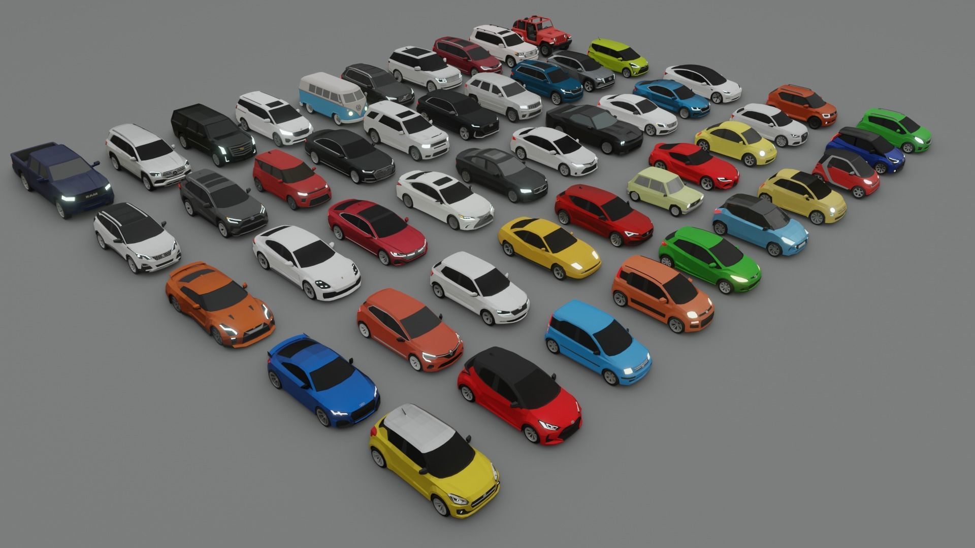 collection of 50 low poly cars 3D models Low-poly 3D model_2