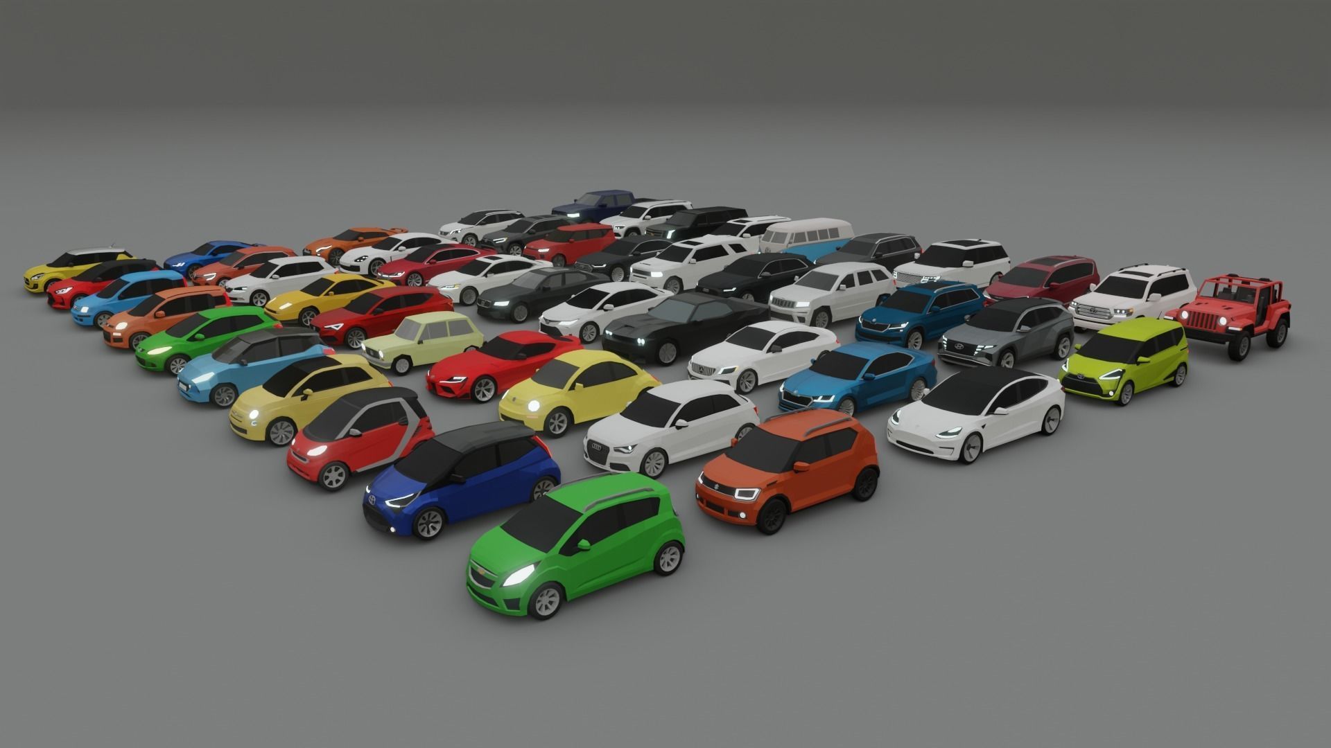 collection of 50 low poly cars 3D models Low-poly 3D model_1