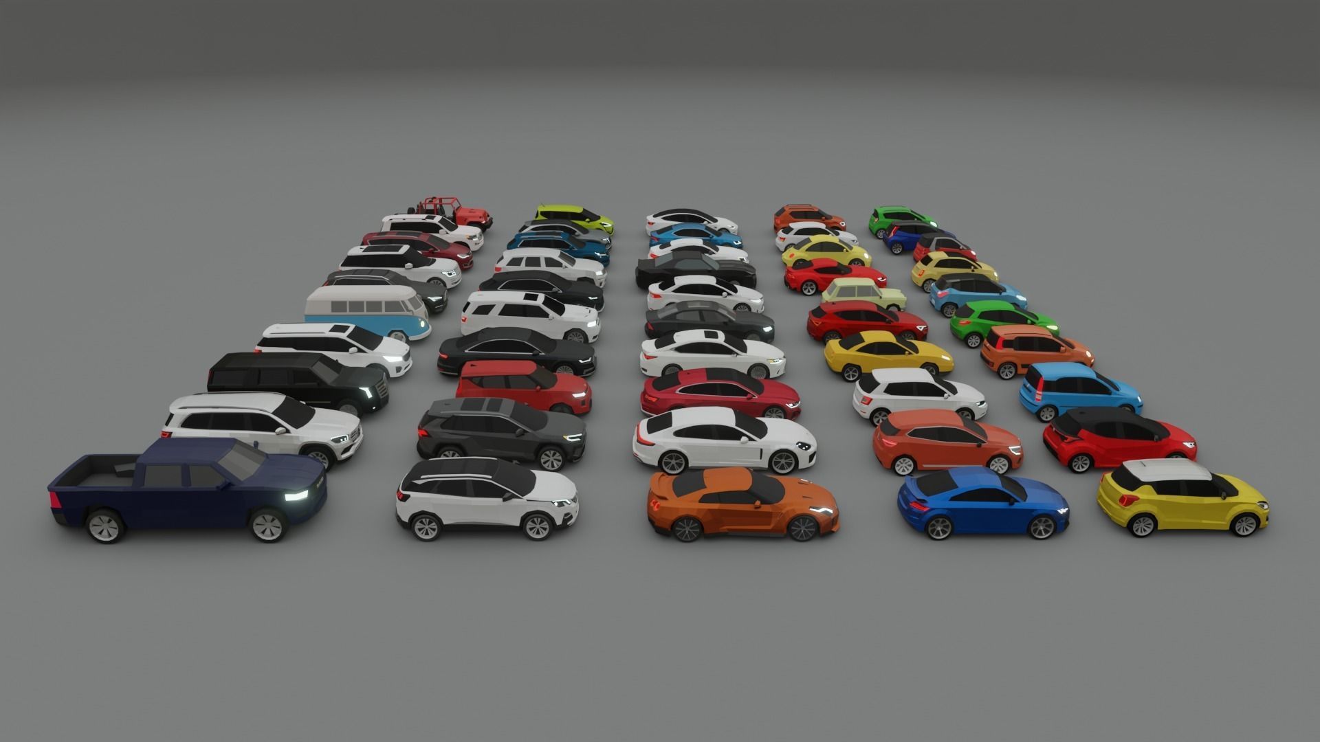 collection of 50 low poly cars 3D models Low-poly 3D model_9