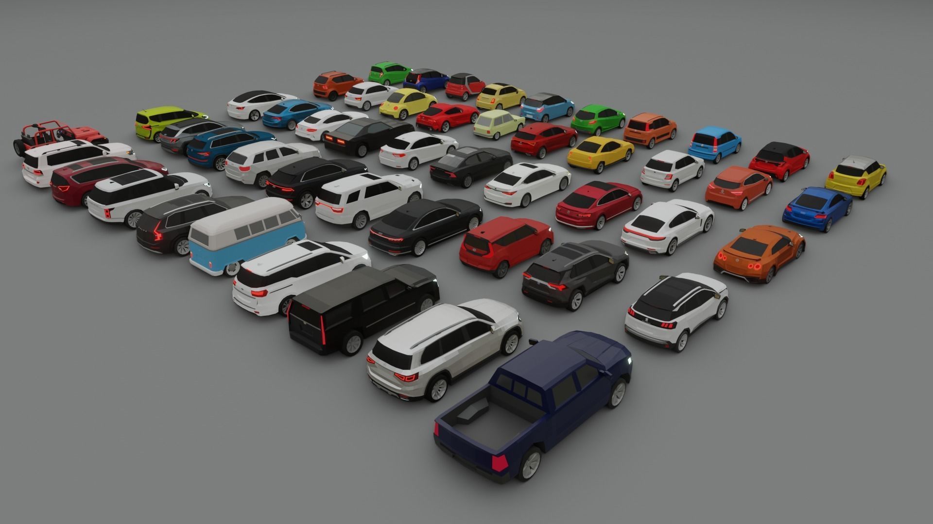 collection of 50 low poly cars 3D models Low-poly 3D model_4