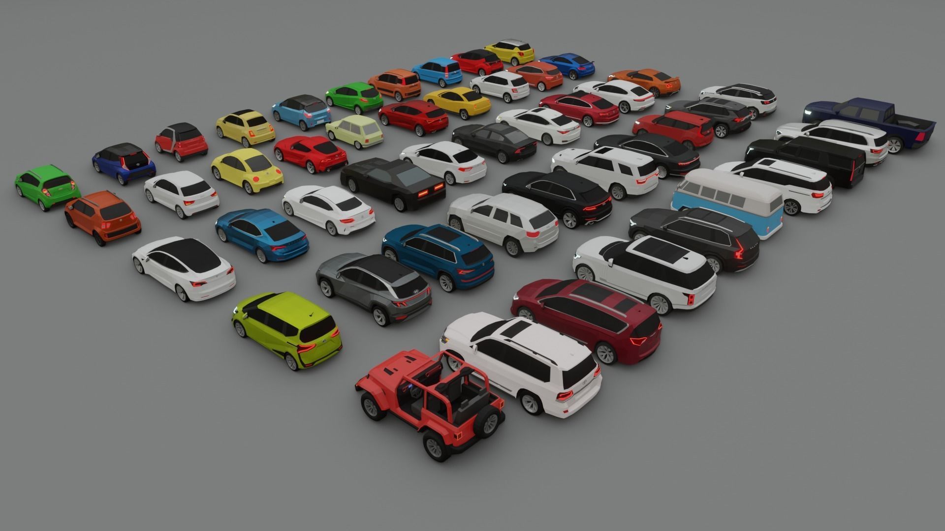 collection of 50 low poly cars 3D models Low-poly 3D model_5