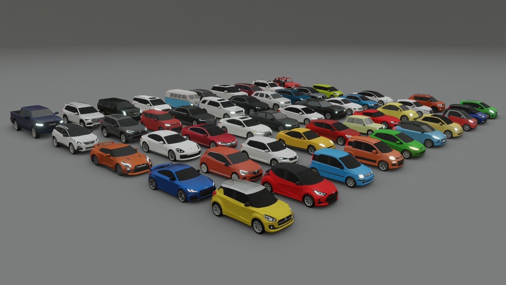 collection of 50 low poly cars 3D models Low-poly 3D model_3