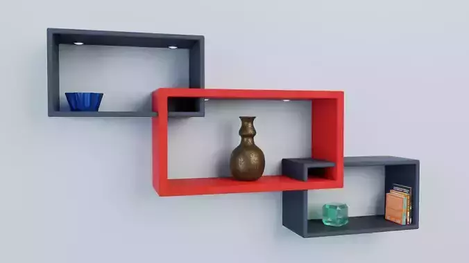 Modern Floating Wall Shelves red and grey