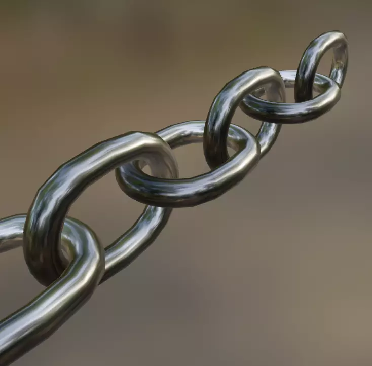 Realistic Chain of metal links Low-poly 3D model_0