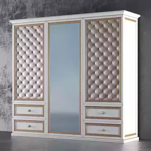 garderob wardrobe with mirror and tufted panels
