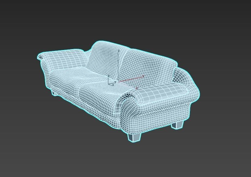 Worn Leather Sofa With Graffiti 3D model_8