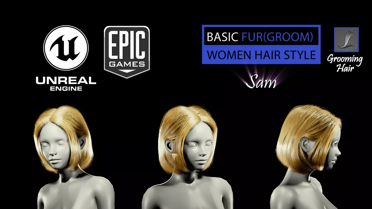Sam Grooming Real-Time Hairstyle Unreal Engine 4 3D model_0