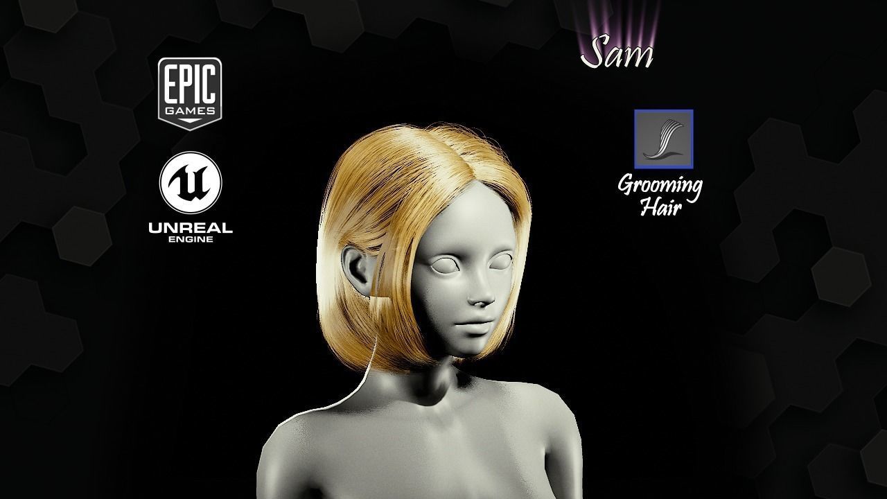 Sam Grooming Real-Time Hairstyle Unreal Engine 4 3D model_7
