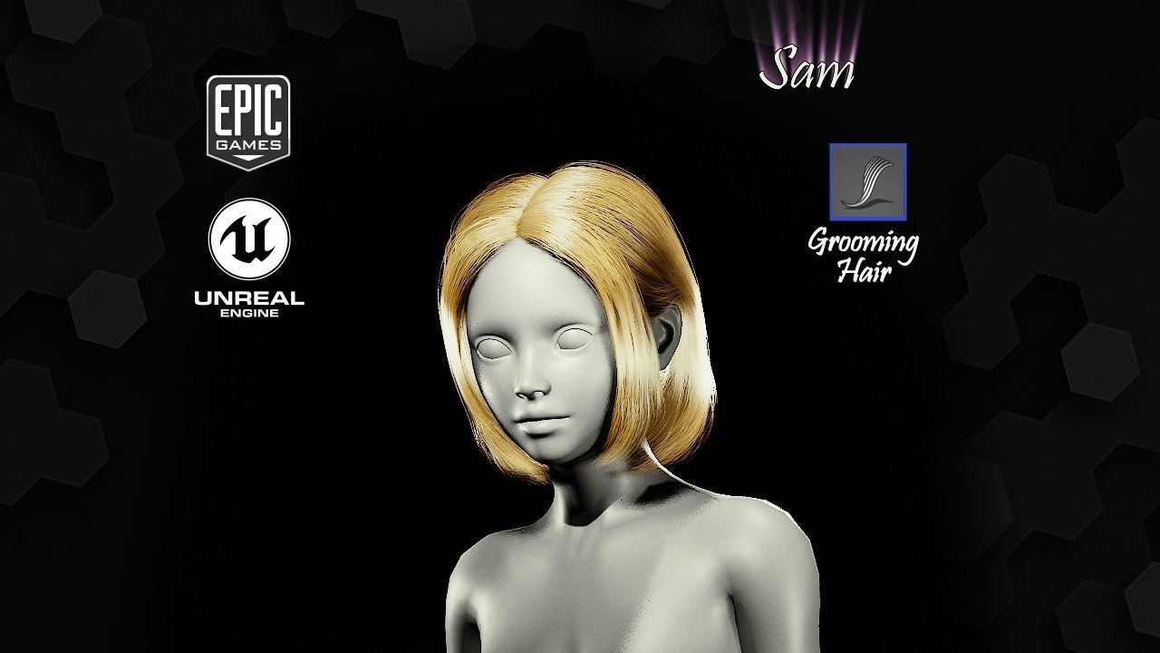 Sam Grooming Real-Time Hairstyle Unreal Engine 4 3D model_5