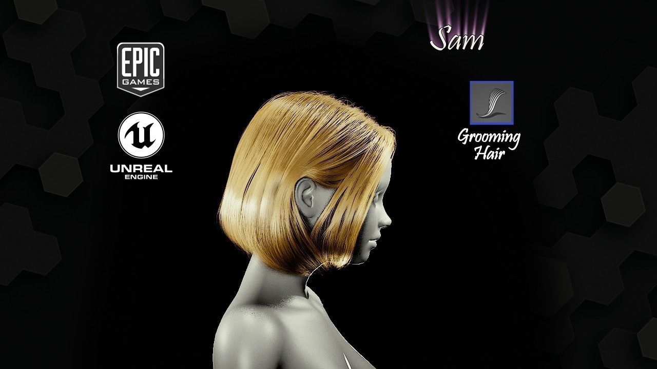 Sam Grooming Real-Time Hairstyle Unreal Engine 4 3D model_9