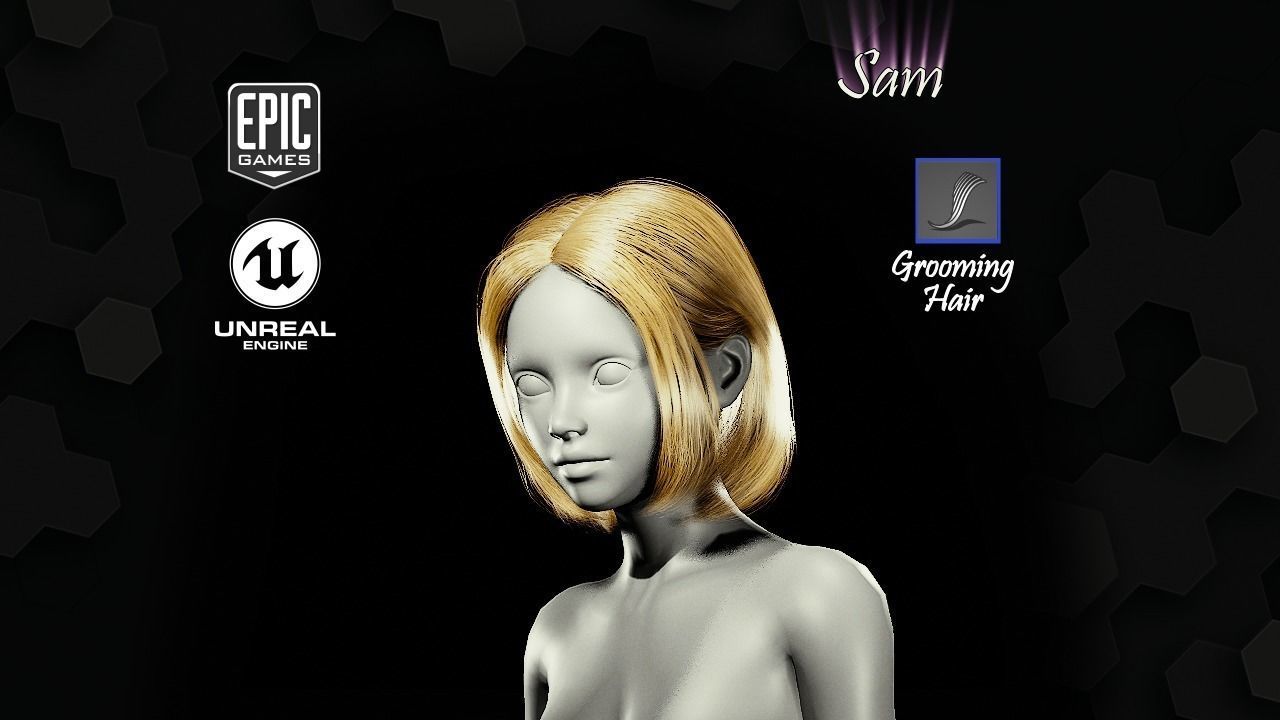 Sam Grooming Real-Time Hairstyle Unreal Engine 4 3D model_4