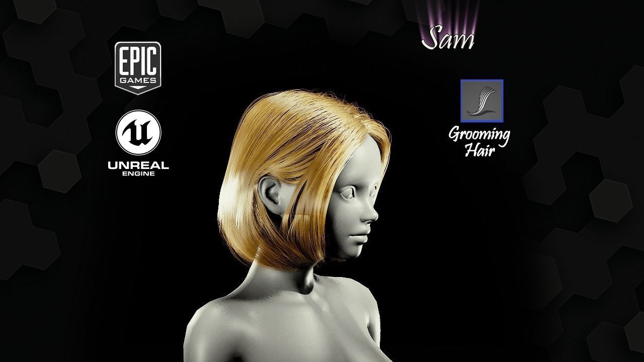 Sam Grooming Real-Time Hairstyle Unreal Engine 4 3D model_6