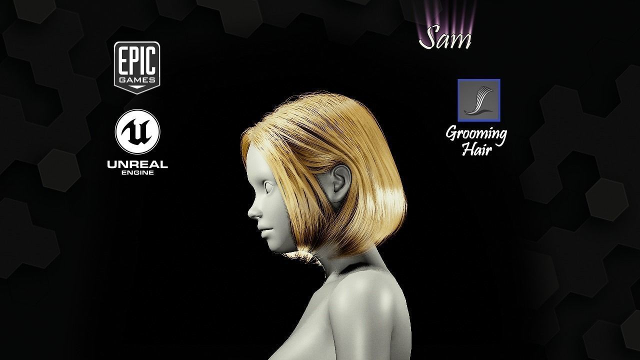 Sam Grooming Real-Time Hairstyle Unreal Engine 4 3D model_8