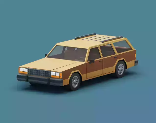 Stylized Cartoon Wagon Car 80s 