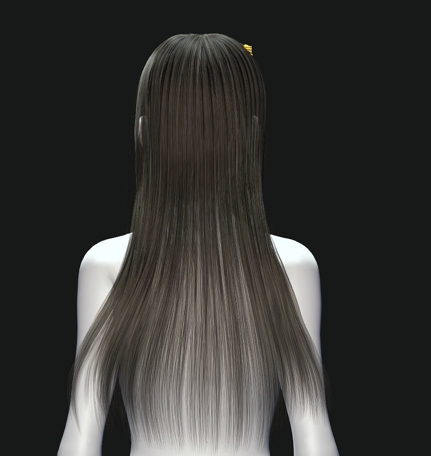 Active Outdoor Hairstyles - Long Hair Low-poly 3D model_6
