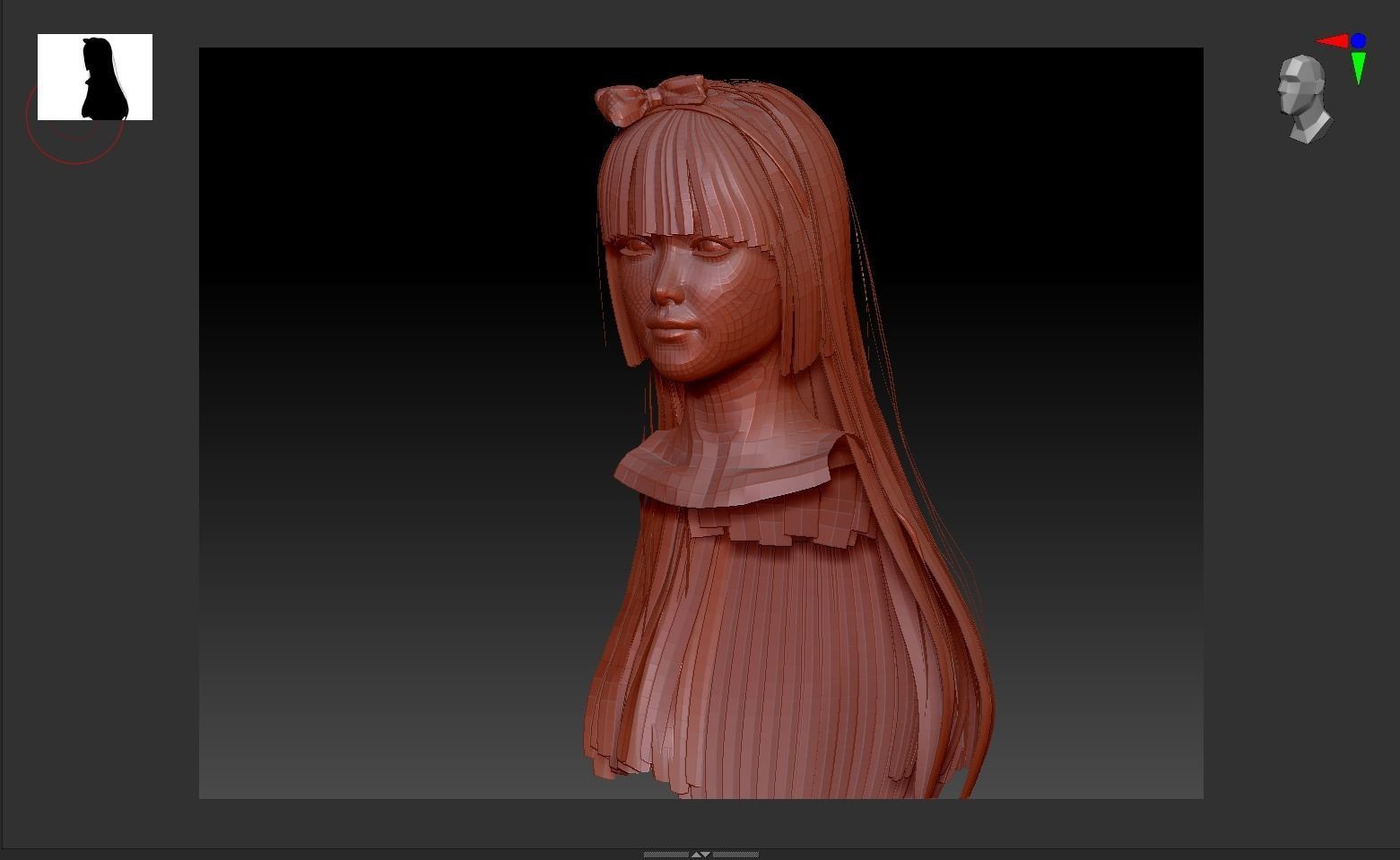 Active Outdoor Hairstyles - Long Hair Low-poly 3D model_8