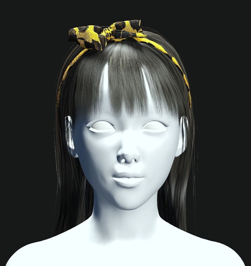 Active Outdoor Hairstyles - Long Hair Low-poly 3D model_1