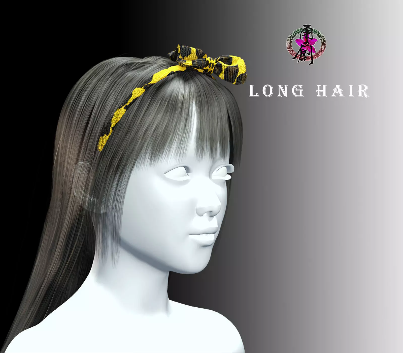 Active Outdoor Hairstyles - Long Hair Low-poly 3D model_0