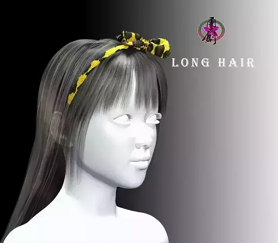 Active Outdoor Hairstyles - Long Hair Low-poly 3D model