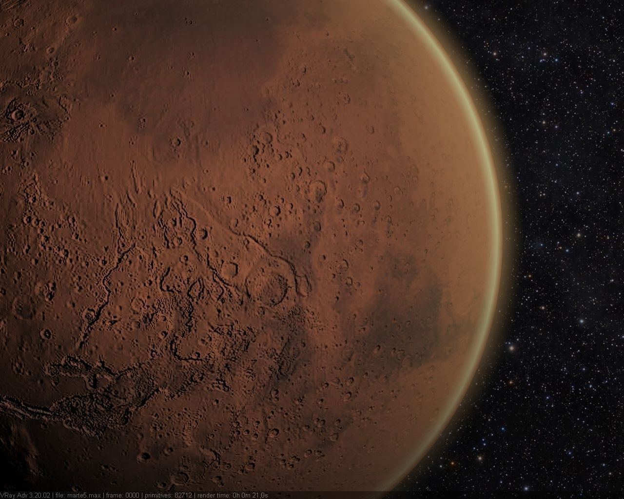 Realistic Mars Planet with atmosphere 3D model_1