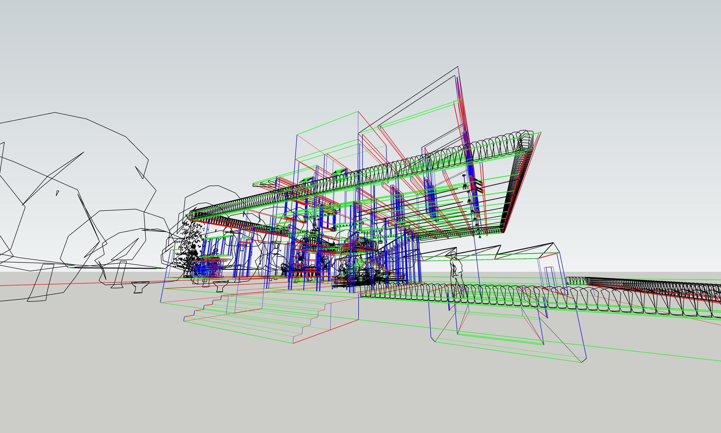 Farmhouse exterior of modern house 3D model_5