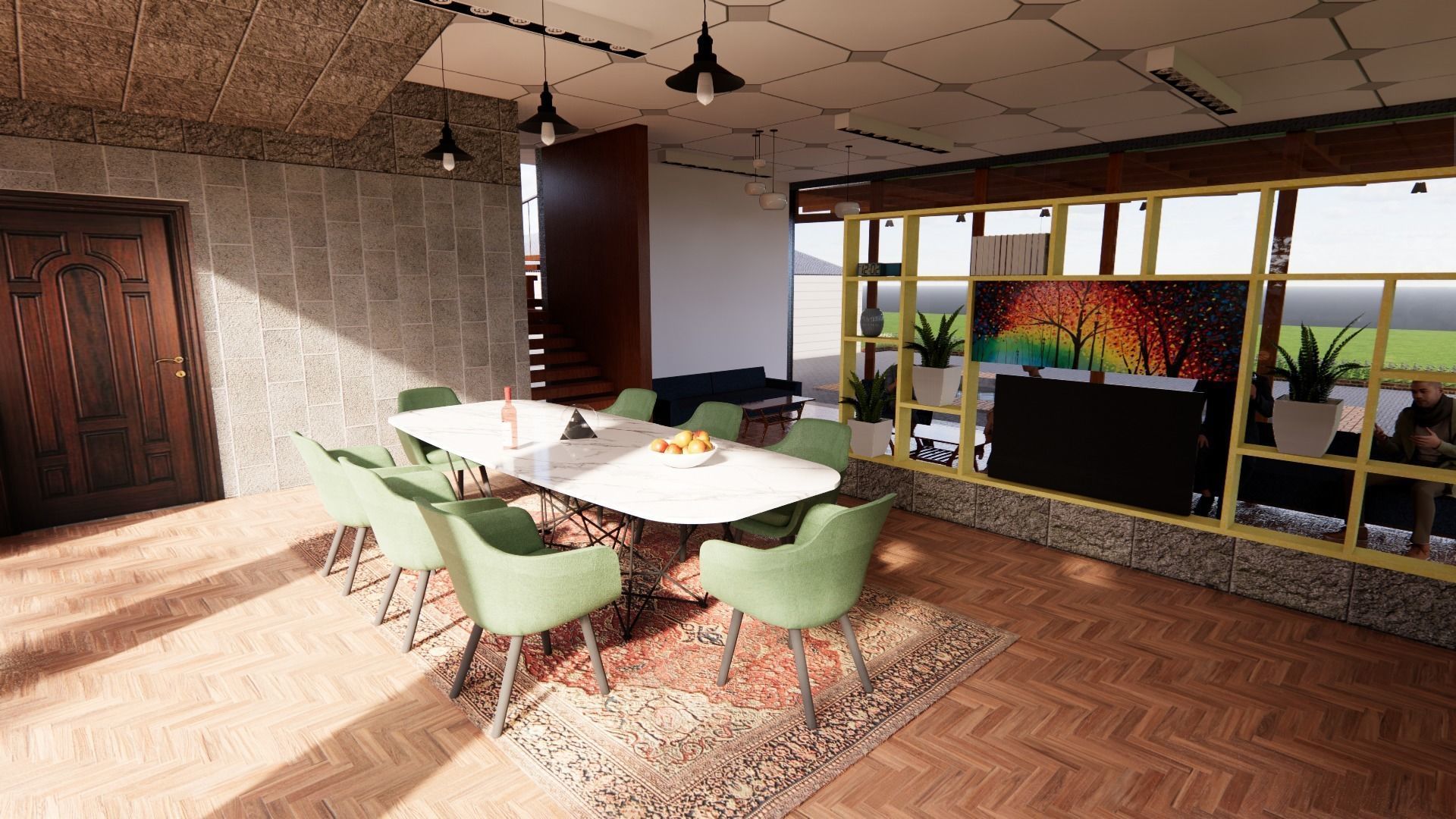 Farmhouse exterior of modern house 3D model_3